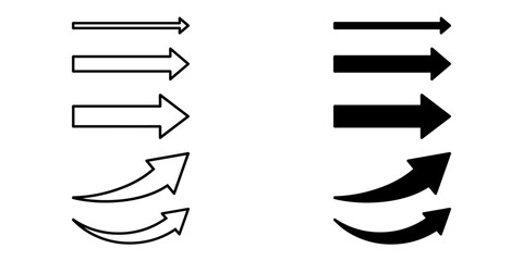 Poster - ofvs110 OutlineFilledVectorSign ofvs - arrow vector icon . isolated transparent . arrow set sign . right direction . black outline and filled version . AI 10 / EPS 10 . g11423