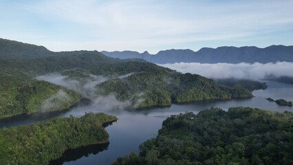 Naklejka na meble The Mountains and Fjords of Milford Sound and Doubtful Sound, New Zealand. Bengoh Valley, Sarawak.