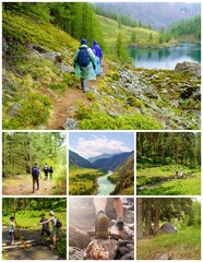 Canvas Print - Collage of images of hiking 