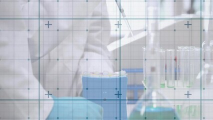 Poster - Animation of digital screen over hands of lab workers