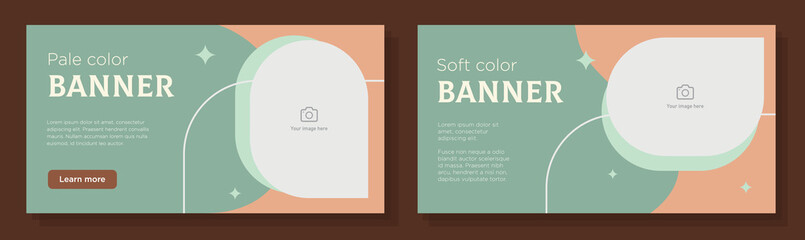 Poster - Pale color banner template set, soft gradient modern advertisement sign, store sale horizontal ad, shop offer content marketing post, creative brochure, isolated on background