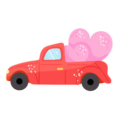 Sticker - A handy flat sticker icon of wedding car 