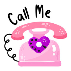 Poster - Check out flat sticker of romantic call 