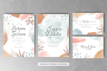 Sticker - Hand Painted Watercolor Floral Wedding Invitation Set Template