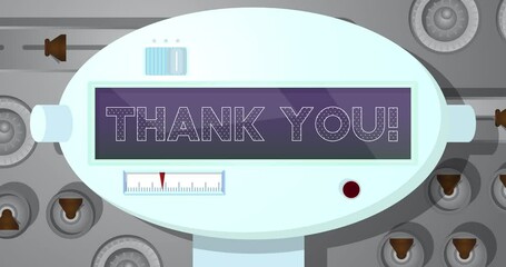 Poster - Robot Eye Showing Thank You Text. Animated video. Future Robotics Cartoon Animation.