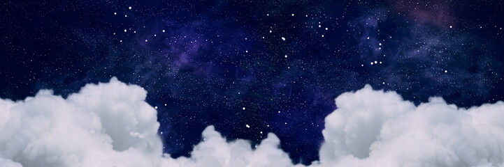 Wall Mural - night sky with clouds and stars.abstract astronomical galaxy. elements of this image furnished by na