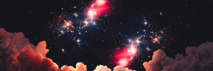 Wall Mural - night sky with clouds and stars.fantasy in high resolution ideal for wallpaper. elements of this ima
