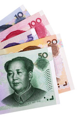 Wall Mural - Chinese yuan money various isolated transparent background photo PNG file