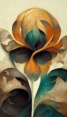 Wall Mural - Elegant floral background in Art Nouveau style. Retro decorative flower design. 3D illustration