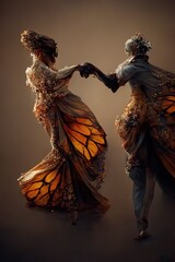 Wall Mural - Digital art of a pair of human butterfly, 3d illustration