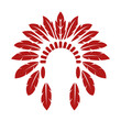 red indian War bonnets  icon vector illustration flat logo design