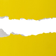 Yellow Ripped paper background, banner template.