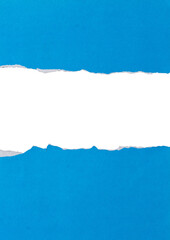 Poster - Torn light blue paper with white copy space for your message.