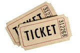 Fototapeta  - Two old movie ticket stubs isolated transparent background photo PNG file