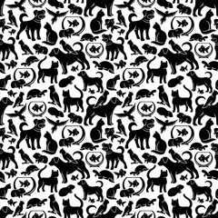 Poster - Seamless pattern with pets on white background.