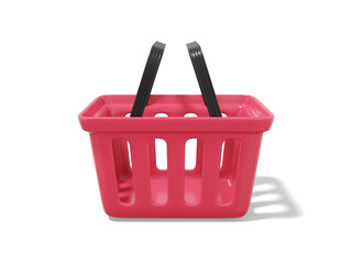 Poster - Red empty shopping basket. Plastic basket on white background. 3D rendering.