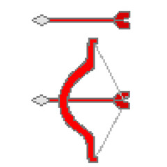 Wall Mural - Illustration of a red bow and arrow in pixel art