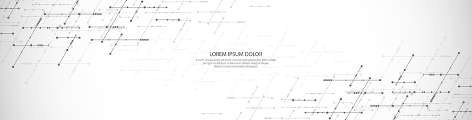 Poster - Website header or banner design template. Abstract technology background with arrows and lines