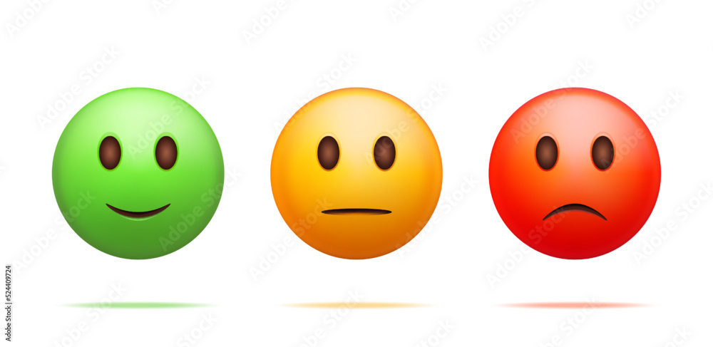 Quality Smiley 3D Customer Rating Smiley Emoticons Checklist Isolated. Render Positive ...