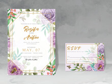 Elegant Wedding Invitation With Floral And Bees Watercolor