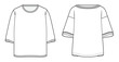oversize t shirt unisex crew neck drop shoulder short sleeve baggy t shirt flat sketch vector illustration