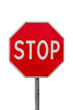Red Stop sign, warning signpost