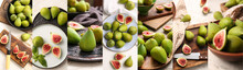 Collage With Ripe Tasty Figs