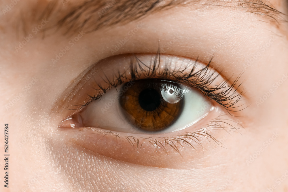 Young woman with brown eyes, closeup