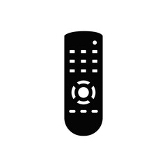 Sticker - TV remote icon in black flat glyph, filled style isolated on white background