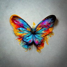 Colorful Paint Splashes Forming Watercolor Butterfly