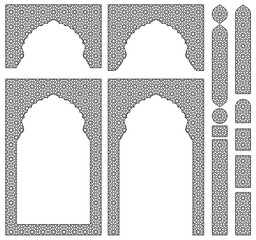 Poster - Arches, frames and additional design elements. Arabic geometric ornament