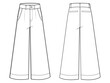 womens cropped flare jeans flat sketch vector illustration.