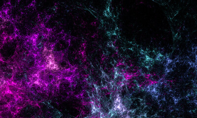 Wall Mural - Fairy clusters of starry dust, galaxies, nebula or glowing milky way in violet blue colors. Artistic digital 3d representation of astrological aspect of being. Cosmic phosphorescent pattern.