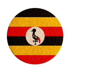 Wall Mural - flag of Uganda,round cork coaster isolated on white background