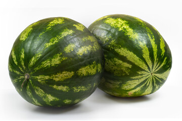 two watermelons isolated on white background