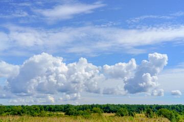 Poster - White clouds in the blue sky. A symbol of the purity of the world and whiteness.