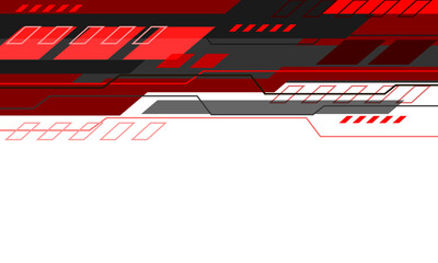 Abstract red grey geometric cyber speed technology on white with blank space design modern futuristic background vector