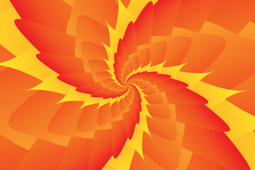 Poster - Abstract spiral pattern of geometric unusual shapes of rounded gradient lines in orange, red and yellow colors