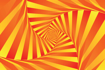 Poster - Abstract hyptonic spiral pattern of unusual gradient striped orange, red, yellow geometric square shapes. Abstract background. It could be used as wallpaper, poster, billboard.