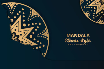 Sticker - Elegant mandala background design with golden. Ornamental mandala template for decoration, wedding cards, invitation cards, cover, banner