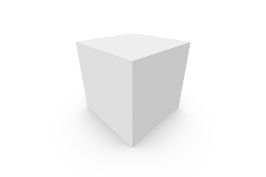 Simple 3D Cube Box Isolated in White Background