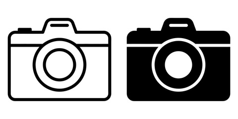 Fototapete - ofvs111 OutlineFilledVectorSign ofvs - camera vector icon . isolated transparent . photo camera sign . black outline and filled version . AI 10 / EPS 10 . g11432