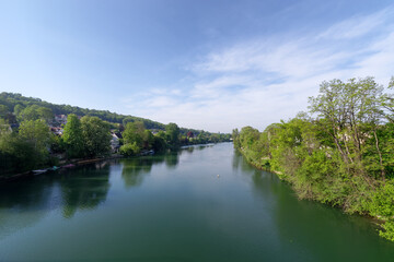 Naklejka na meble Marne river and hill of  Chennevières-sur-marne city in Grand Paris area