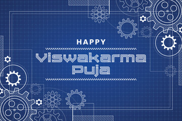 illustration of Vishwakarma puja (Vishwakarma Jayanti) is a day of celebration for Vishwakarma, an architect, and divine engineer of universe and celebrated by flying kite