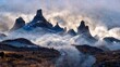 mountain peaks of torres del paine in patagonia nationa. Abstract illustration art. Generative AI