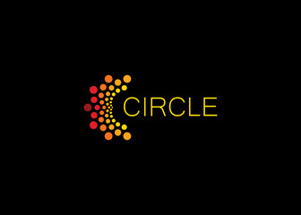 Wall Mural - Abstract letter C, semicircle shape logo template, orange sun vector logo concept for business and IT startup, flower emblem