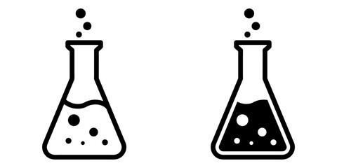 Fototapete - ofvs113 OutlineFilledVectorSign ofvs - flask vector icon . isolated transparent . chemistry - laboratory . black outline and filled version . AI 10 / EPS 10 . g11434
