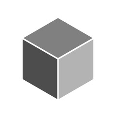 Poster - Simple Shaded Monochrome Gray Cube Icon in 3D Style Perspective View. Vector Image.