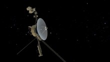 Voyager Probe Going Away From The Solar System In The Milky Way. Nasa's Voyager 1 Goes Into Deep Space Sending Signals To Earth.