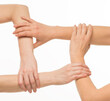 © serhii - hands hold each other on a white background isolated.female hands create support